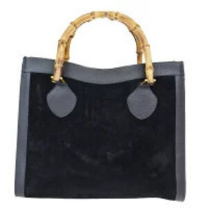 Gucci Bamboo Suede Handbag Black